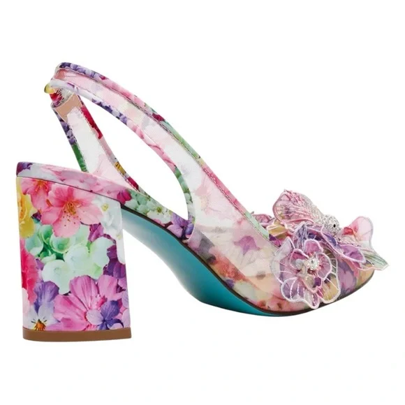 Betsey Johnson Women's PETRA Floral Slingback Heels - Pink Size 8 - Picture 11 of 15